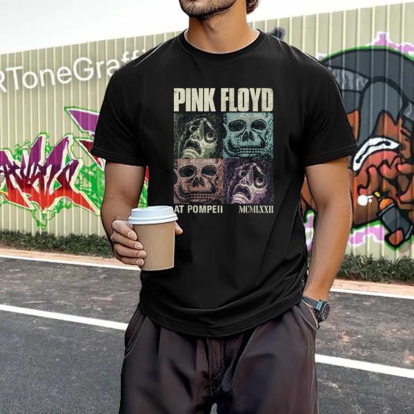 Men's Pink Floyd Band Live at Pompeii Memento Mori T-Shirt Vintage Rock Graphic Tee Cotton Rock Fan pop Rock Music World Tour Black Unisex T-Shirt - Image 4