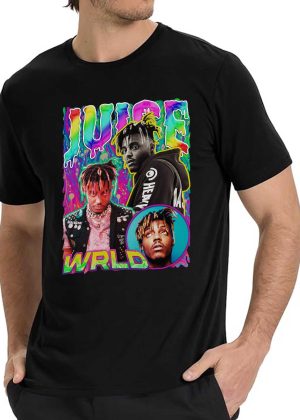 Men's Women's Unisex Juice WRLD Vintage Crewneck Rapper T-Shirt Novelty Graphic Tee Tops T-Shirt Album Rock Music T Shirt Black