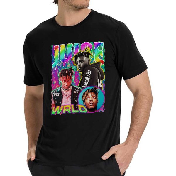 Men's Women's Unisex Juice WRLD Vintage Crewneck Rapper T-Shirt Novelty Graphic Tee Tops T-Shirt Album Rock Music T Shirt Black