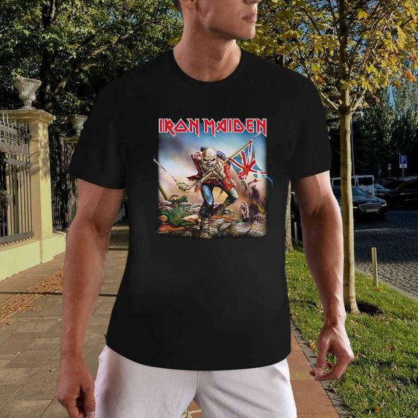 Men's Iron Maiden Band The Trooper T-Shirt Vintage Rock Graphic Tee Cotton Rock Fan pop Rock Music World Tour Black Unisex T-Shirt - Image 3