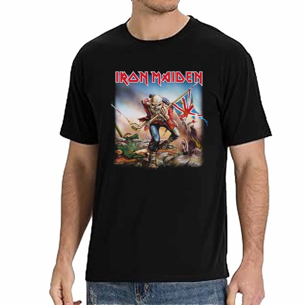Men's Iron Maiden Band The Trooper T-Shirt Vintage Rock Graphic Tee Cotton Rock Fan pop Rock Music World Tour Black Unisex T-Shirt - Image 2