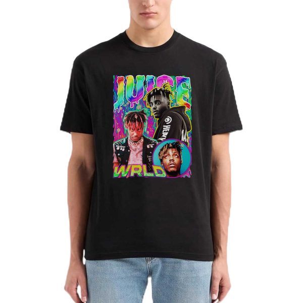 Men's Women's Unisex Juice WRLD Vintage Crewneck Rapper T-Shirt Novelty Graphic Tee Tops T-Shirt Album Rock Music T Shirt Black - Image 4