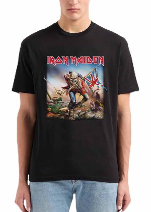Men's Iron Maiden Band The Trooper T-Shirt Vintage Rock Graphic Tee Cotton Rock Fan pop Rock Music World Tour Black Unisex T-Shirt