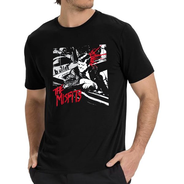 Men's The Misfits Band Green Skull Logo Misfit Vintage Rock Graphic Tee 80s Music Shirt Graphic Fashion Crewneck T-Shirt Cotton Rock Fan pop Rock Music World Tour Black T-Shirt