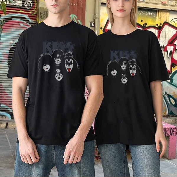 Men's KISS Fab Four Unisex Adult Black Crew Neck Short Sleeve Classic Fit T-Shirt Music Shirt Cotton Rock Fan pop Rock Music World Tour Black T-Shirt - Image 7