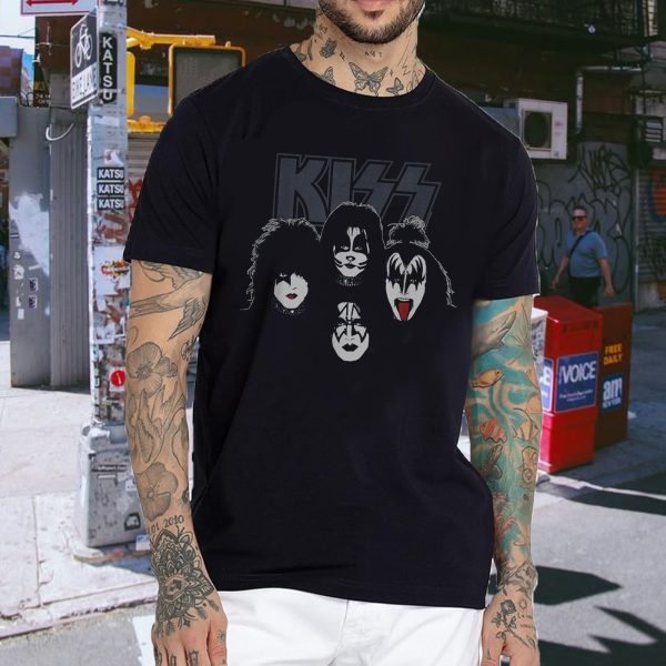 Men's KISS Fab Four Unisex Adult Black Crew Neck Short Sleeve Classic Fit T-Shirt Music Shirt Cotton Rock Fan pop Rock Music World Tour Black T-Shirt - Image 6