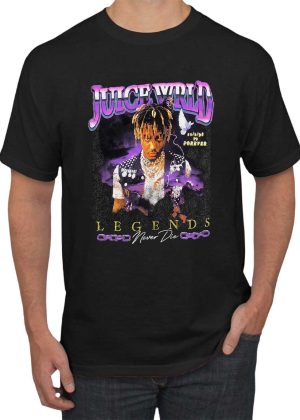 Men's Women's Unisex Juice WRLD Vintage Crewneck Rapper T-Shirt Novelty Graphic Tee Tops T-Shirt Album Rock Music T Shirt Black