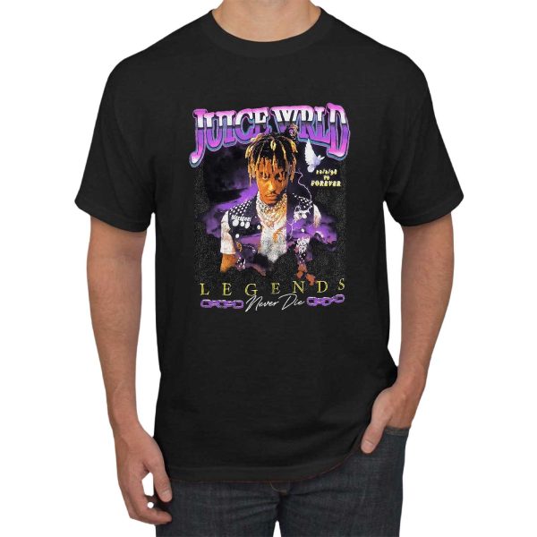 Men's Women's Unisex Juice WRLD Vintage Crewneck Rapper T-Shirt Novelty Graphic Tee Tops T-Shirt Album Rock Music T Shirt Black