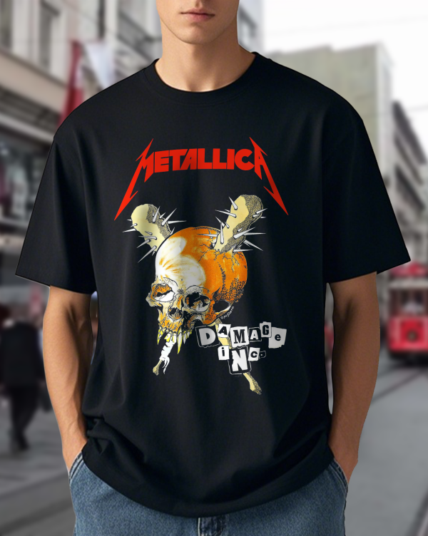 Metallica Men's Standard Damage Inc Tour T-Shirt Tee Cotton Soft Crew Neck Short Sleeve Shirt for Band Music Fans