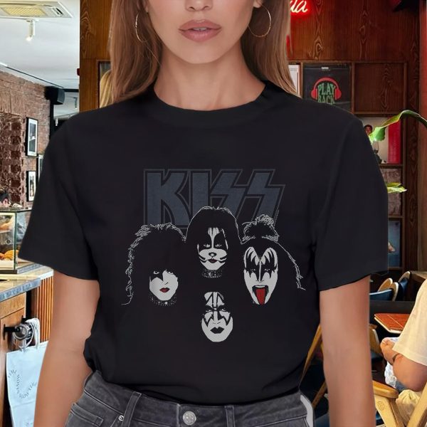 Men's KISS Fab Four Unisex Adult Black Crew Neck Short Sleeve Classic Fit T-Shirt Music Shirt Cotton Rock Fan pop Rock Music World Tour Black T-Shirt - Image 3
