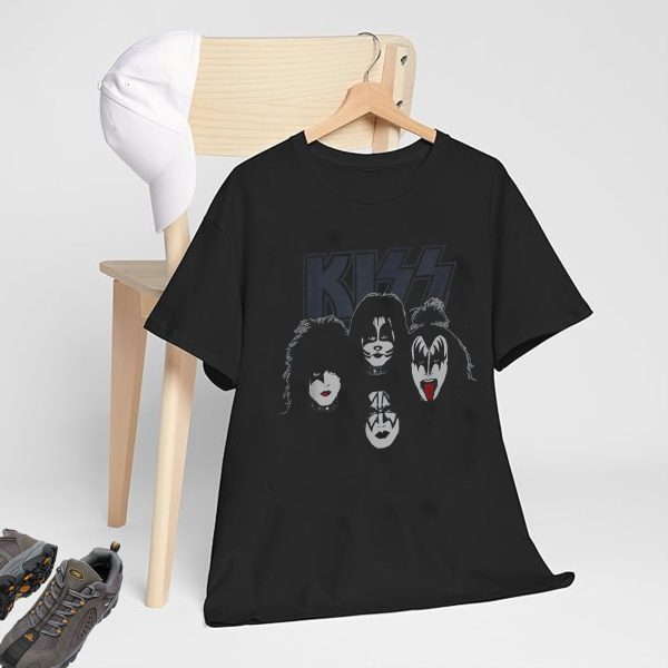 Men's KISS Fab Four Unisex Adult Black Crew Neck Short Sleeve Classic Fit T-Shirt Music Shirt Cotton Rock Fan pop Rock Music World Tour Black T-Shirt - Image 2