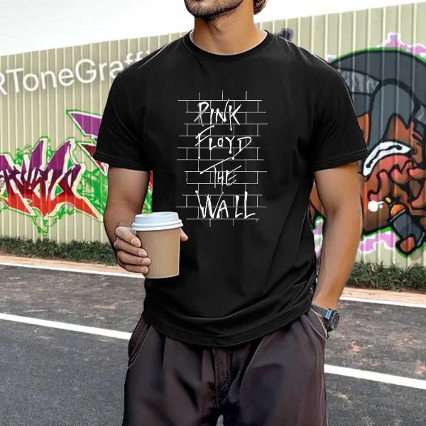 Men's Pink Floyd Band The Wall T-Shirt Vintage Rock Graphic Tee Cotton Rock Fan pop Rock Music World Tour Black Unisex T-Shirt - Image 3