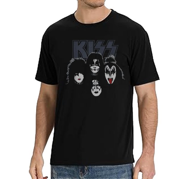 Men's KISS Fab Four Unisex Adult Black Crew Neck Short Sleeve Classic Fit T-Shirt Music Shirt Cotton Rock Fan pop Rock Music World Tour Black T-Shirt - Image 4