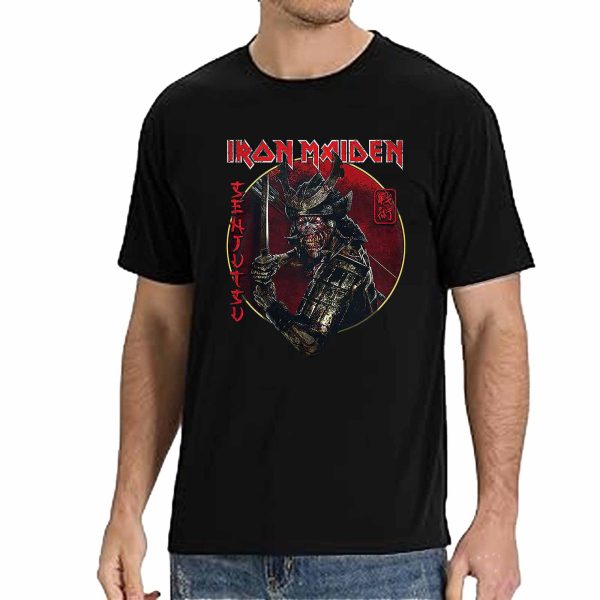 Men's Iron Maiden Band Senjutsu Eddie Red Circle T-Shirt Vintage Rock Graphic Tee Cotton Rock Fan Pop Rock Music World Tour Black Unisex T-Shirt - Image 4