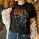Men's KISS Cotton Rock Fan Pop Rock Music World Tour Black T-Shirt Unisex Adult Slim Fit Black Cartoon T-Shirt