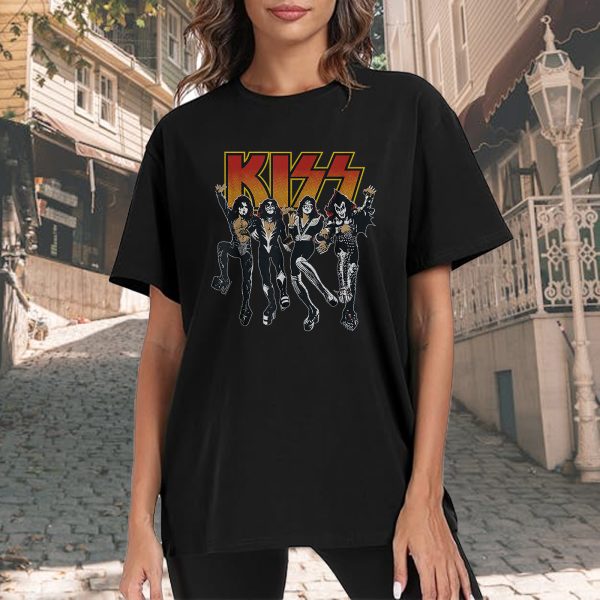 Men's KISS Cotton Rock Fan Pop Rock Music World Tour Black T-Shirt Unisex Adult Slim Fit Black Cartoon T-Shirt - Image 5