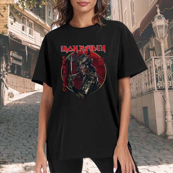 Men's Iron Maiden Band Senjutsu Eddie Red Circle T-Shirt Vintage Rock Graphic Tee Cotton Rock Fan Pop Rock Music World Tour Black Unisex T-Shirt - Image 5