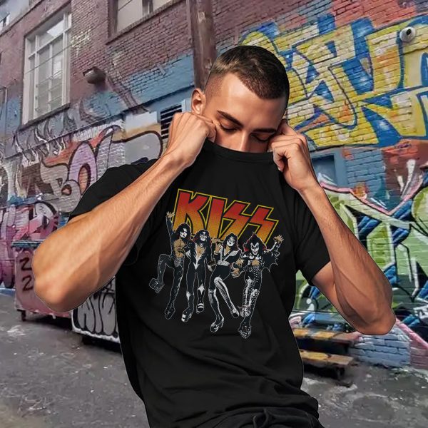 Men's KISS Cotton Rock Fan Pop Rock Music World Tour Black T-Shirt Unisex Adult Slim Fit Black Cartoon T-Shirt - Image 4