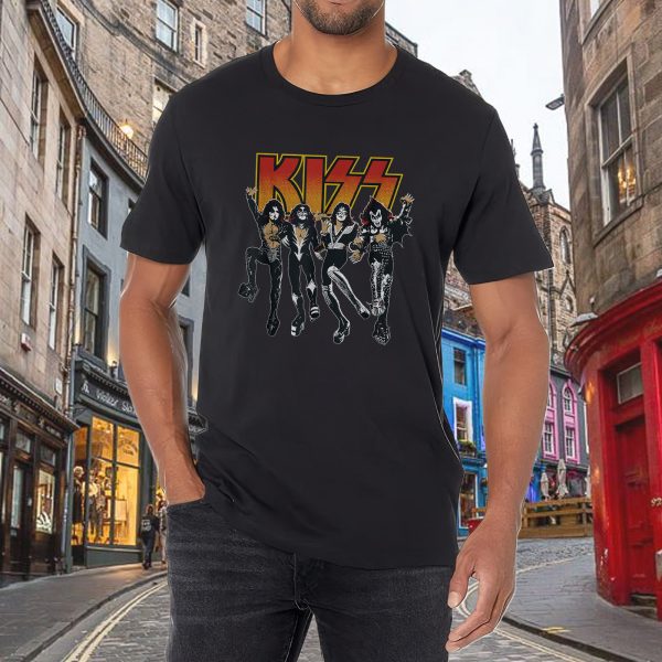 Men's KISS Cotton Rock Fan Pop Rock Music World Tour Black T-Shirt Unisex Adult Slim Fit Black Cartoon T-Shirt - Image 3