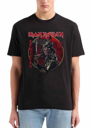 Men's Iron Maiden Band Senjutsu Eddie Red Circle T-Shirt Vintage Rock Graphic Tee Cotton Rock Fan Pop Rock Music World Tour Black Unisex T-Shirt