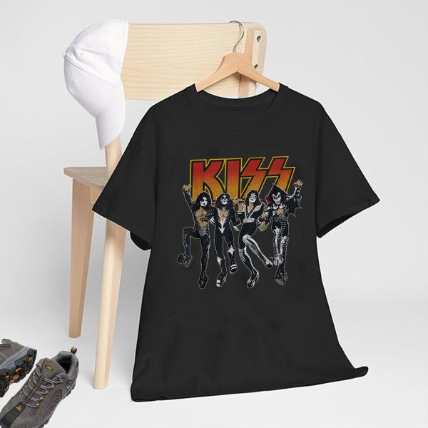 Men's KISS Cotton Rock Fan Pop Rock Music World Tour Black T-Shirt Unisex Adult Slim Fit Black Cartoon T-Shirt - Image 2