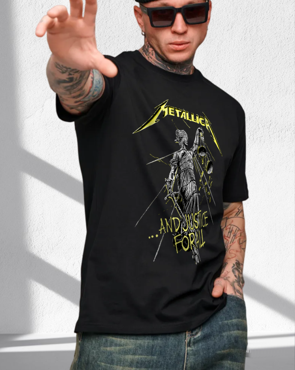 Metallica and Justice for All (Tracks) T Shirt Cotton Soft Crew Neck Short Sleeve Shirt for Band Music Fans - Image 2