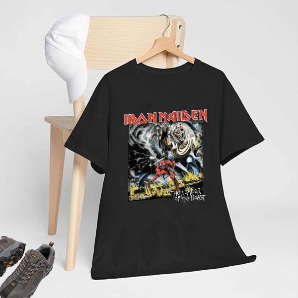 Men's Iron Maiden Eddie Number Of The Beast T-Shirt Vintage Rock Band Fan pop Rock Music World Tour Crewneck Cotton T-Shirt - Image 6