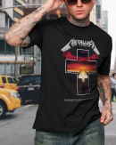 Metallica Unisex Tee Master of Puppets Tracks Cotton Soft Crew Neck Short Sleeve Shirt for Band Music Fans