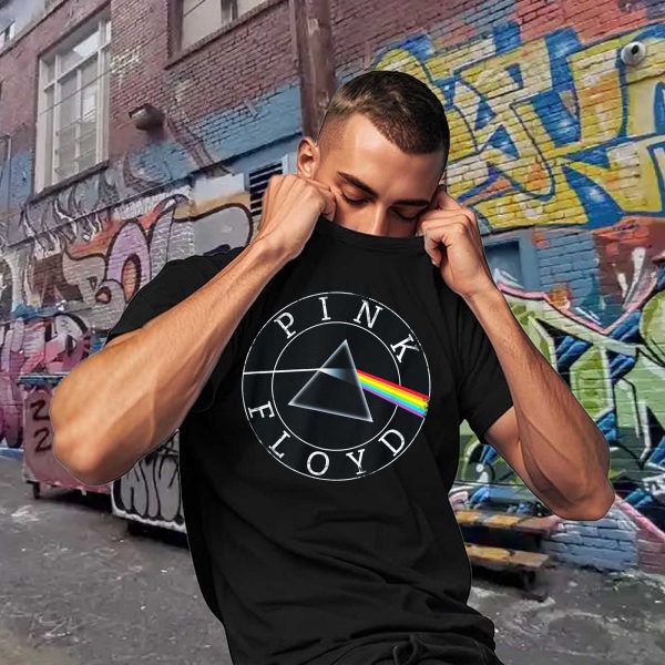 Men's Pink Floyd Rock Band Prism Circle Logo T-Shirt Album Rock Music T Shirt Black Collection World Tour Black Unisex T-Shirt - Image 5