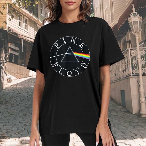 Men's Pink Floyd Rock Band Prism Circle Logo T-Shirt Album Rock Music T Shirt Black Collection World Tour Black Unisex T-Shirt - Image 4