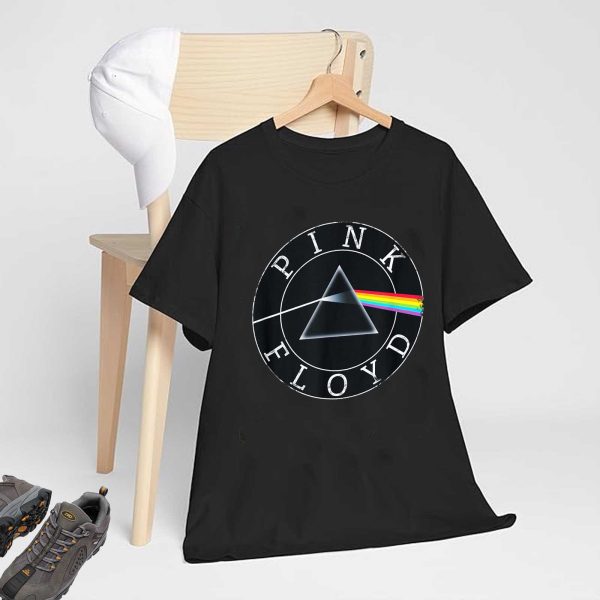 Men's Pink Floyd Rock Band Prism Circle Logo T-Shirt Album Rock Music T Shirt Black Collection World Tour Black Unisex T-Shirt - Image 3
