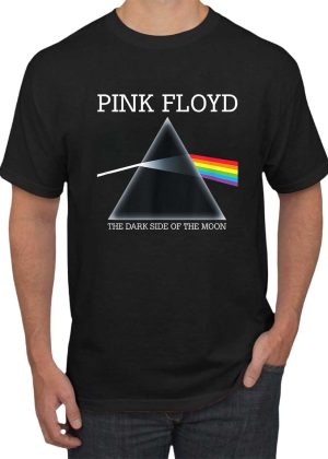 Men's Pink Floyd Band The Dark Side Of The Moon T-Shirt Album Rock Music T Shirt Black Collection World Tour Black Unisex T-Shirt