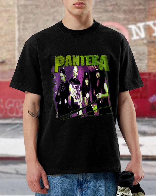 Pantera Official Vintage Group Sketch T-Shirt Cotton Soft Crew Neck Short Sleeve Shirt for Band Music Fans