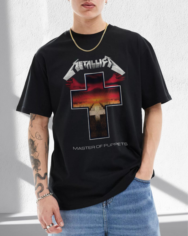 Metallica Unisex Tee Master of Puppets Tracks Cotton Soft Crew Neck Short Sleeve Shirt for Band Music Fans