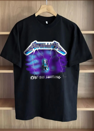 Metallica Unisex-Adult Standard Ride The Lightning T-Shirt Cotton Soft Crew Neck Short Sleeve Shirt for Band Music Fans