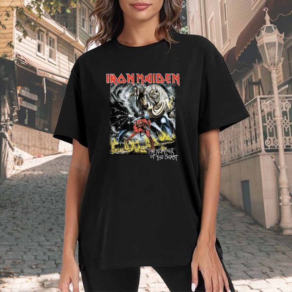 Men's Iron Maiden Eddie Number Of The Beast T-Shirt Vintage Rock Band Fan pop Rock Music World Tour Crewneck Cotton T-Shirt - Image 3