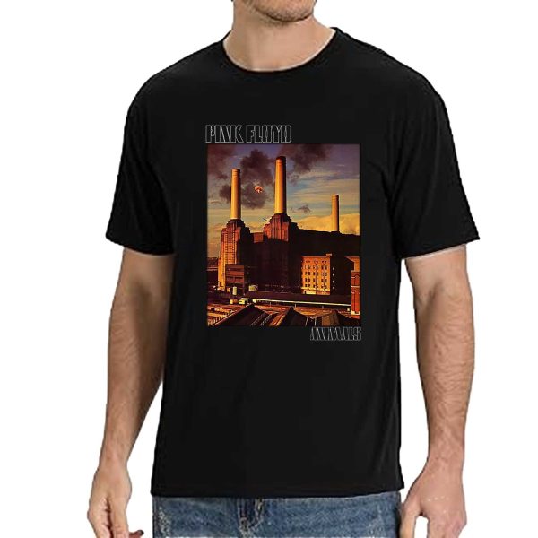 Men's Pink Floyd Band SPINK FLOYD FADED ANIMALS T-Shirt T-Shirt Vintage Rock Graphic Tee Cotton Rock Fan pop Rock Music World Tour Black Unisex T-Shirt
