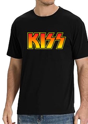 Men's KISS Classic T-Shirt Vintage Rock Graphic Tee 80s Music Shirt Cotton Rock Fan pop Rock Music World Tour Black T-Shirt