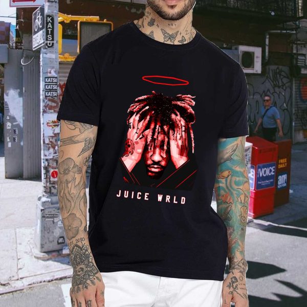 Men's Women's Unisex Juice WRLD Vintage Crewneck Rapper T-Shirt Novelty Graphic Tee Tops T-Shirt Album Rock Music T Shirt Black - Image 4