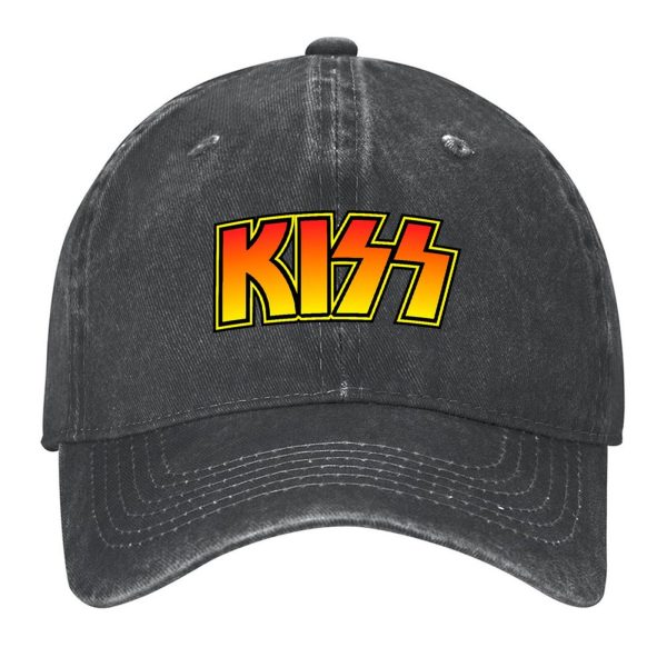 Men’s KISS Rock Music Bnad Vintage Washed Cotton Baseball Cap - Image 2