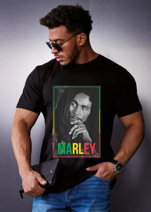 Men’s Bob Marley Band T-Shirt Handmade T-Shirt Fashion Logo Tee Cotton Women Soft Shirts Crew Neck Short Sleeve Shirt Hip Hop Tee Tops