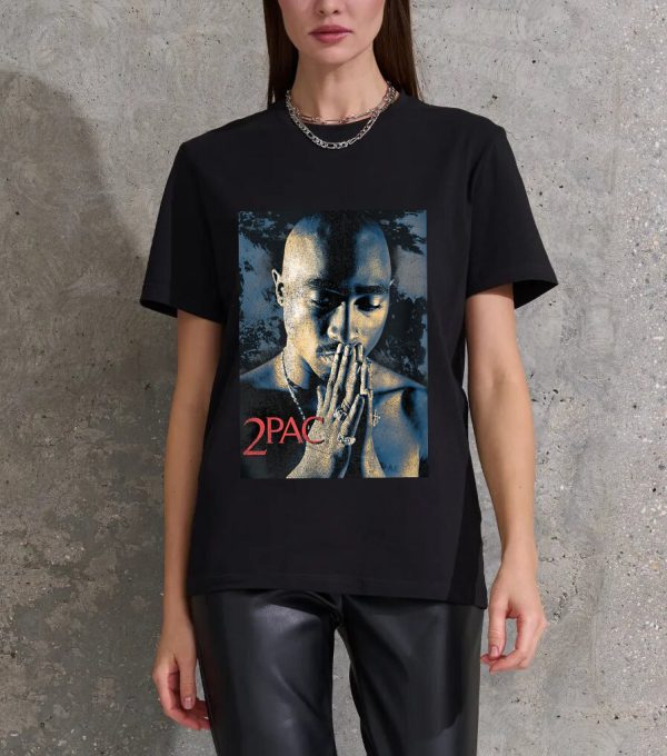 Men Tupac Grunge Praying T-Shirt Handmade T-Shirts Fashion Logo Tee Cotton Women Soft Shirts Crew Neck Short Sleeve Shirt Hip Hop Tee Top - Image 3