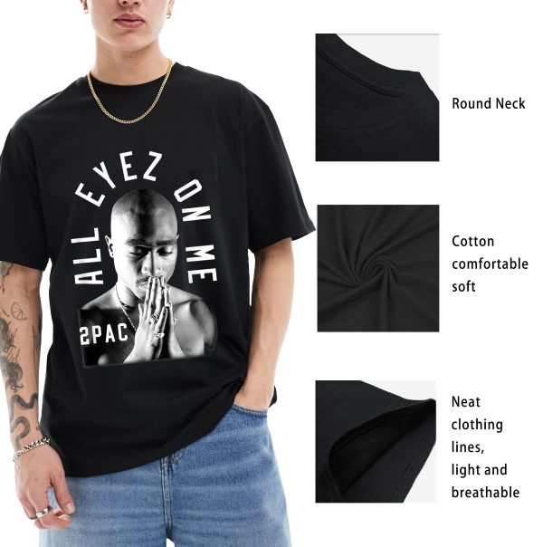 Men Tupac Me Against the World T-Shirt Handmade T-Shirts Fashion Logo Tee Cotton Women Soft Shirts Crew Neck Short Sleeve Shirt Hip Hop Tee Top - Image 9