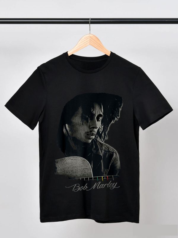 Men Bob Marley Shirts  David Burnett Guitar Photo T-Shirt Handmade T-Shirts Fashion Logo Tee Cotton Women Soft Shirts Crew Neck Short Sleeve Shirt Hip Hop Tee Top - Image 6
