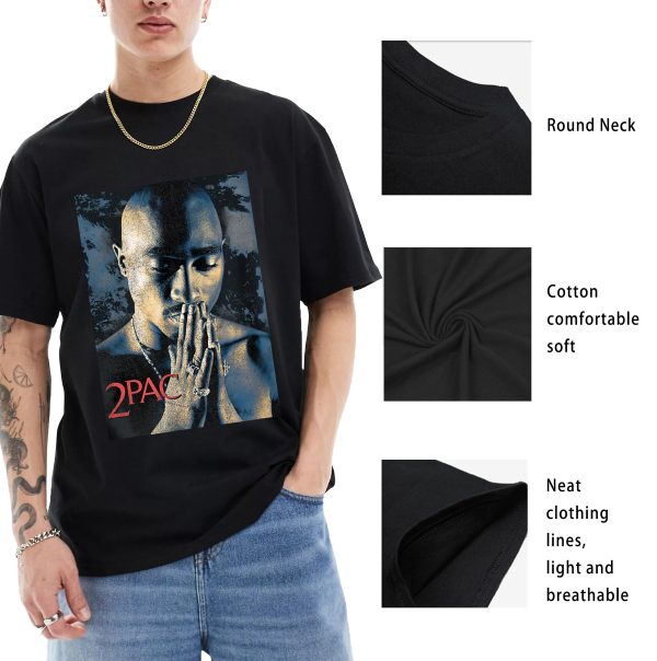Men Tupac Grunge Praying T-Shirt Handmade T-Shirts Fashion Logo Tee Cotton Women Soft Shirts Crew Neck Short Sleeve Shirt Hip Hop Tee Top - Image 10