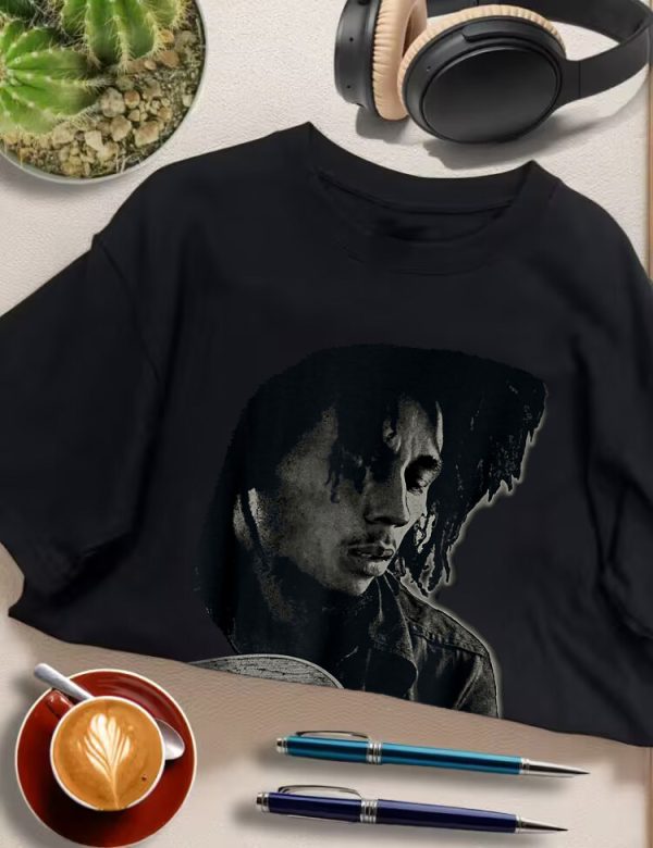 Men Bob Marley Shirts  David Burnett Guitar Photo T-Shirt Handmade T-Shirts Fashion Logo Tee Cotton Women Soft Shirts Crew Neck Short Sleeve Shirt Hip Hop Tee Top - Image 7