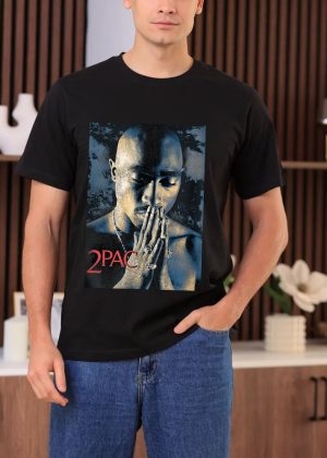 Men Tupac Grunge Praying T-Shirt Handmade T-Shirts Fashion Logo Tee Cotton Women Soft Shirts Crew Neck Short Sleeve Shirt Hip Hop Tee Top