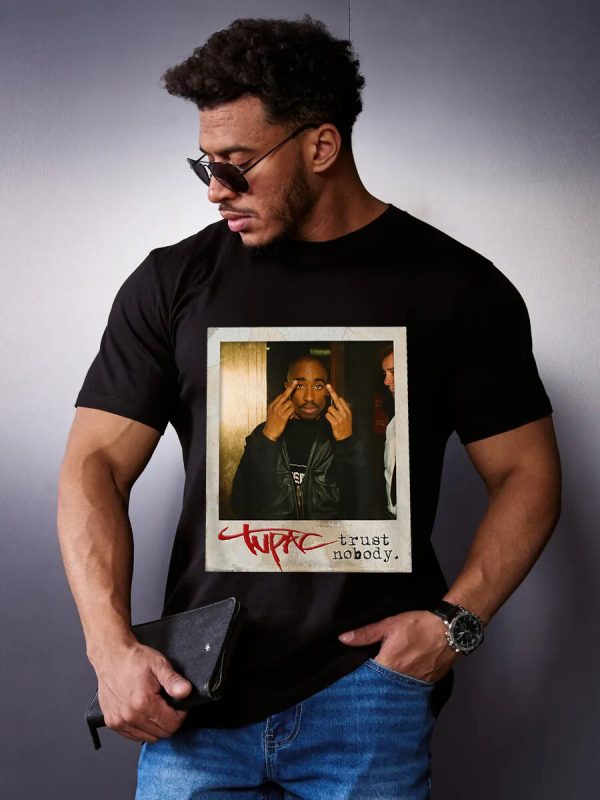 Men Tupac Trust Nobody Photo T-Shirt Handmade T-Shirts Fashion Logo Tee Cotton Women Soft Shirts Crew Neck Short Sleeve Shirt Hip Hop Tee Top - Image 7
