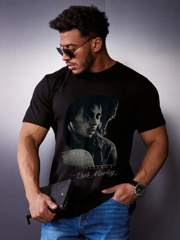 Men Bob Marley Shirts  David Burnett Guitar Photo T-Shirt Handmade T-Shirts Fashion Logo Tee Cotton Women Soft Shirts Crew Neck Short Sleeve Shirt Hip Hop Tee Top - Image 4