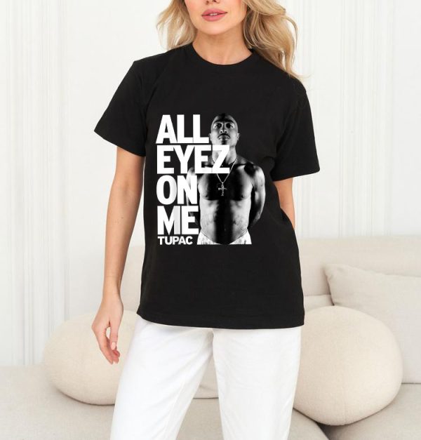 Men Tupac All Eyez On Me T-Shirt Handmade T-Shirts Fashion Logo Tee Cotton Women Soft Shirts Crew Neck Short Sleeve Shirt Hip Hop Tee Top - Image 3